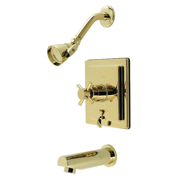 Tub and Shower Faucet, Polished Brass, Wall Mount